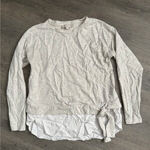 Loft Petite Flecked Tie Hem Sweatshirt Size Small